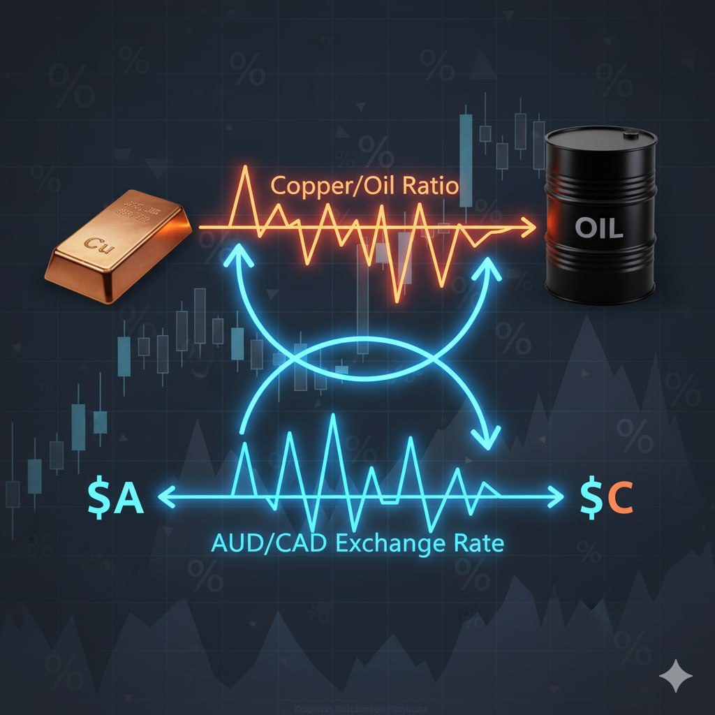 همبستگی بین AUDCAD و نسبت مس به نفت
